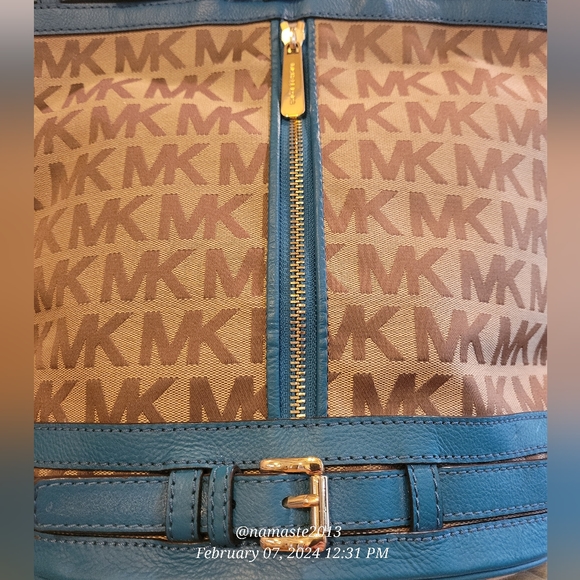 Michael Kors Kingsbury Bucket Bag  Jaqured Logo MK Tote NWOT Designer #712 - Picture 12 of 17